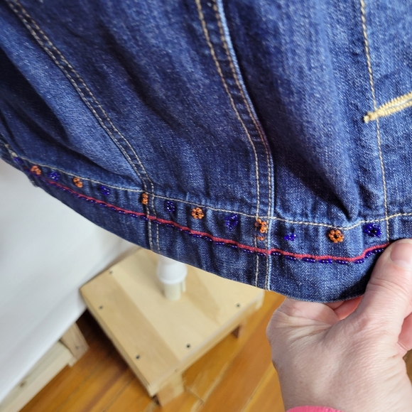 Westbound Denim Jacket with Beading Some Beads coming off Cotton Size Large - Picture 15 of 16